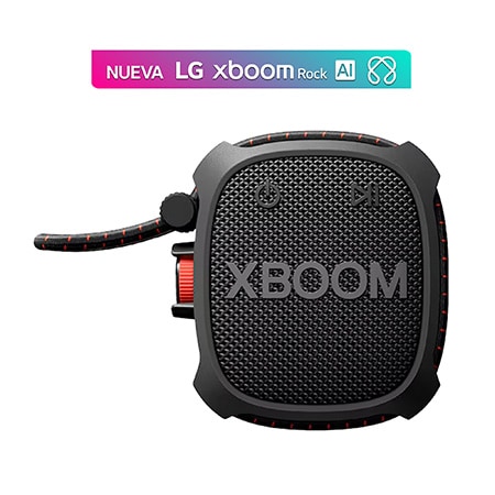 Vista frontal de LG xboom Rock por will.i.am | Bocina Bluetooth con una durabilidad extrema para exteriores ROCK